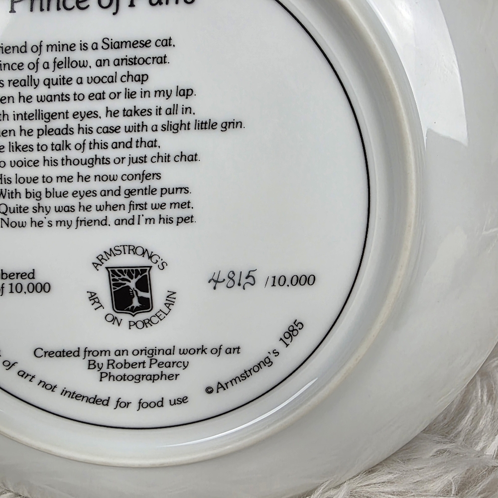 Vintage Siamese Cat Decorative Plate Prince Of Purrs - Picture 3 of 7